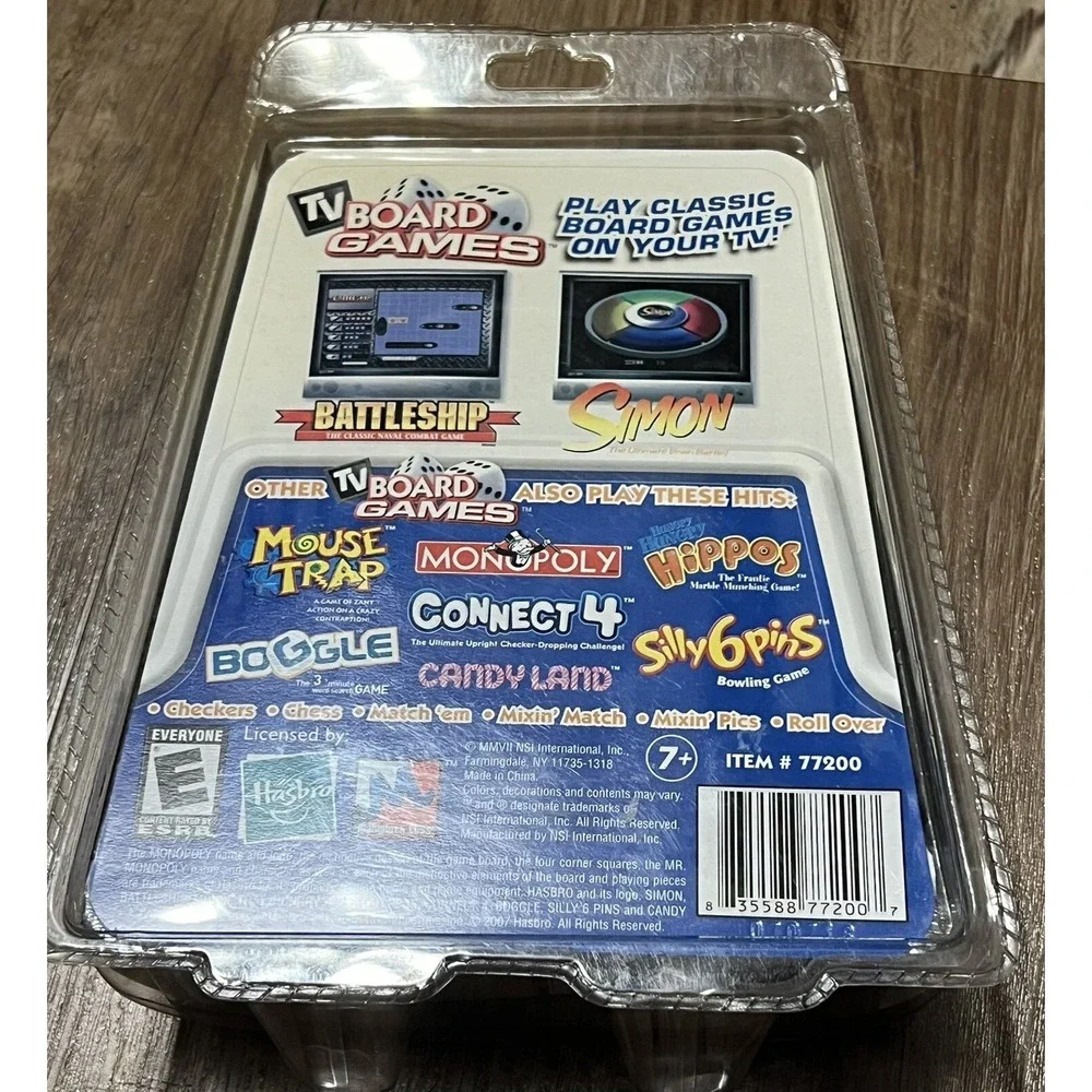 TV Board Games 3 in 1 Plug & Play Battleship, Simon & Checkers NEW in package